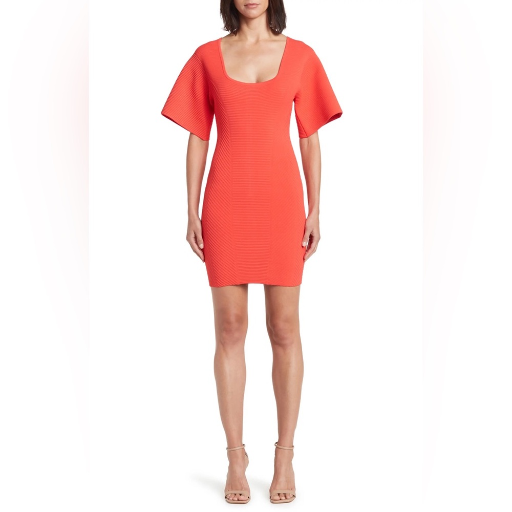 Brand New with Tags XS Herve Leger Corset Contour Mini T-Shirt Dress ROUGE 628